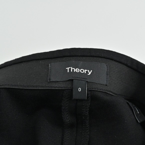 Theory Womens Dress Pants Size 0 Black Straight Leg Ponte Knit Career Minimalist - Picture 6 of 13